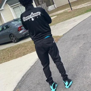 White SA Drip | All Black Track Jacket