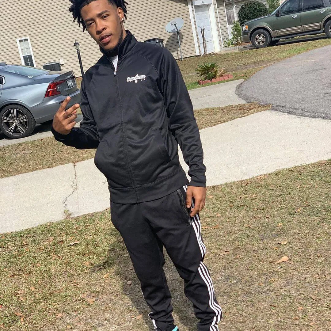 White SA Drip | All Black Track Jacket