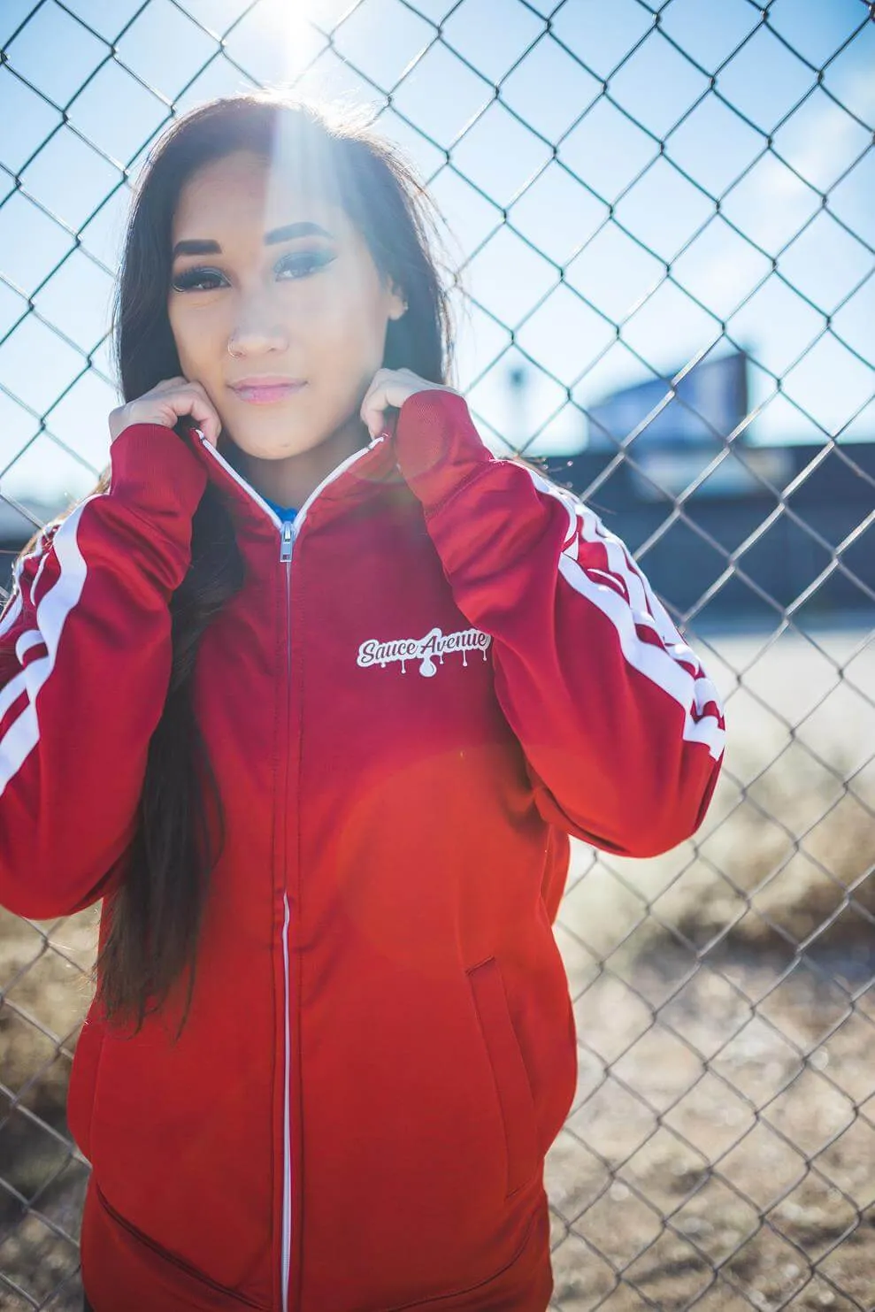 White SA Drip | Red Track Jacket