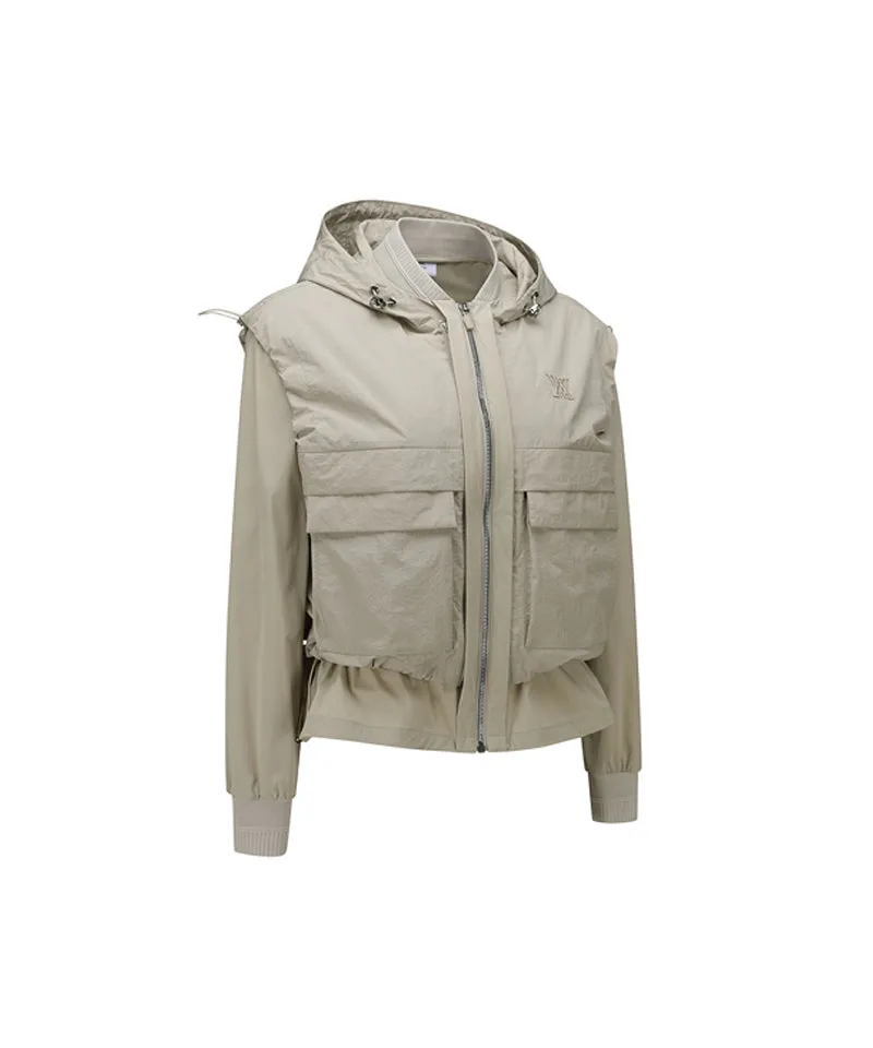 Women's Detachable MA-1 Jacket - Light Beige