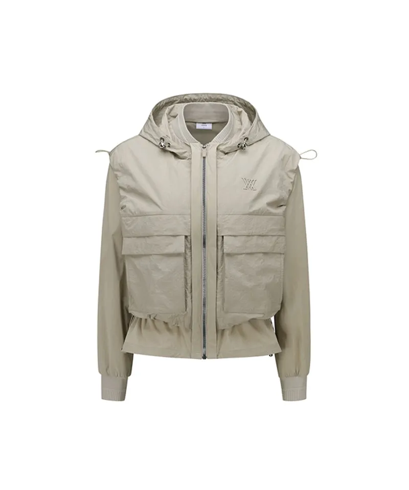 Women's Detachable MA-1 Jacket - Light Beige
