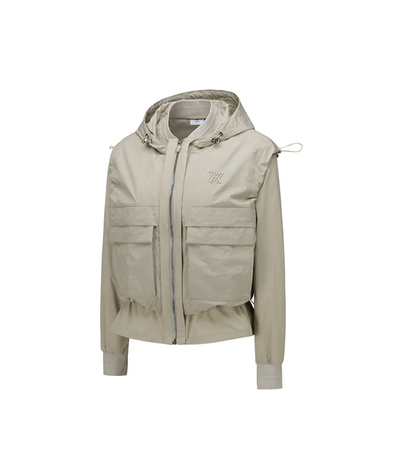 Women's Detachable MA-1 Jacket - Light Beige