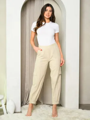 WOMEN'S LACE INSET JOGGER POCKETS PANTS