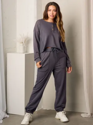 WOMEN'S LONG SLEEVE TOP & POCKETS JOGGER PANTS SET