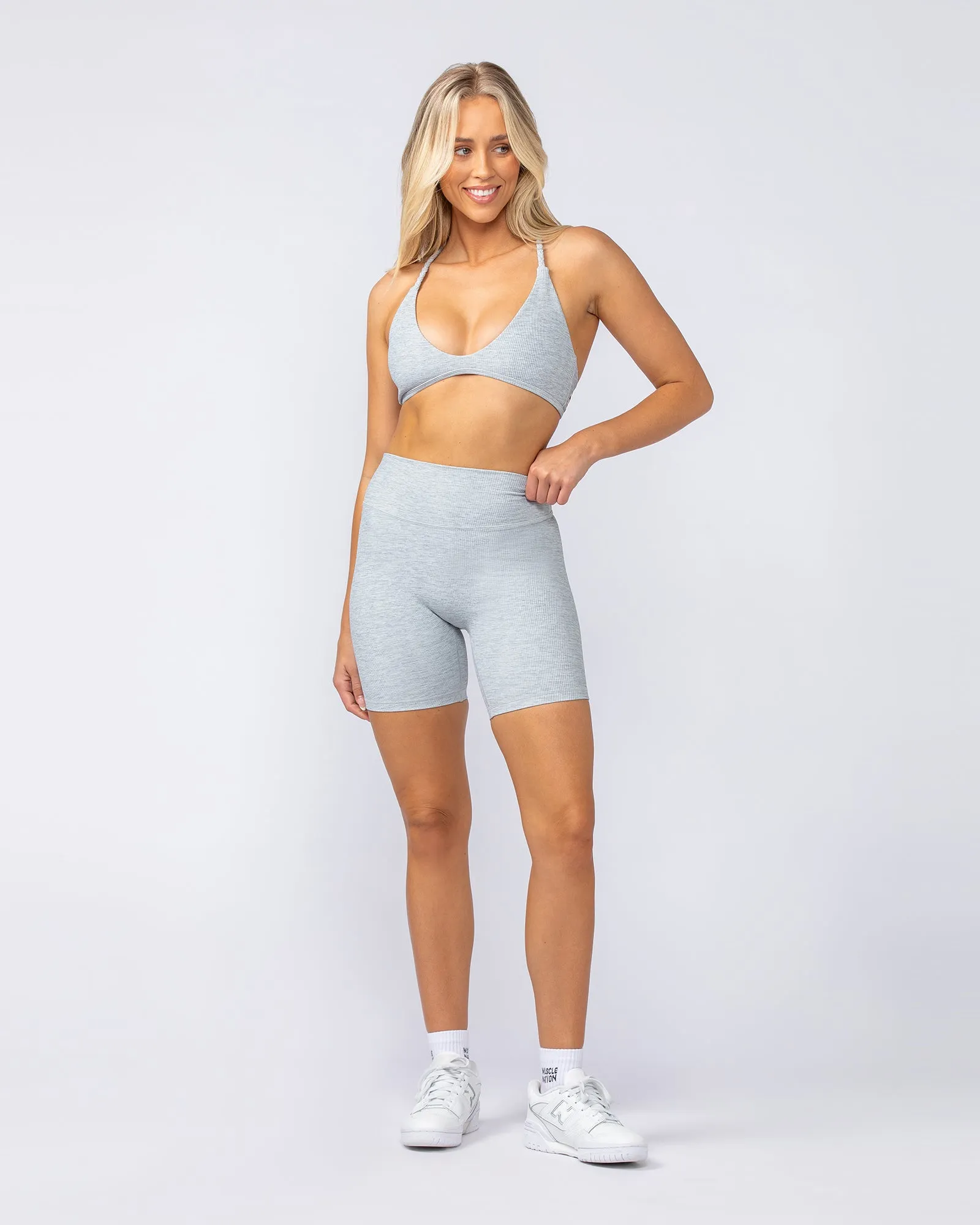 Zero Rise Rib Bike Shorts - Grey Marl