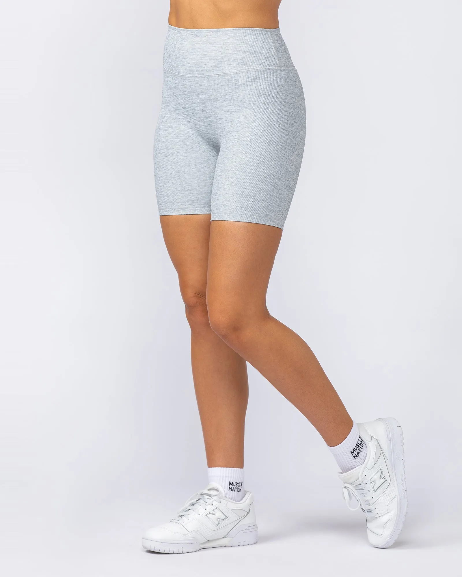 Zero Rise Rib Bike Shorts - Grey Marl