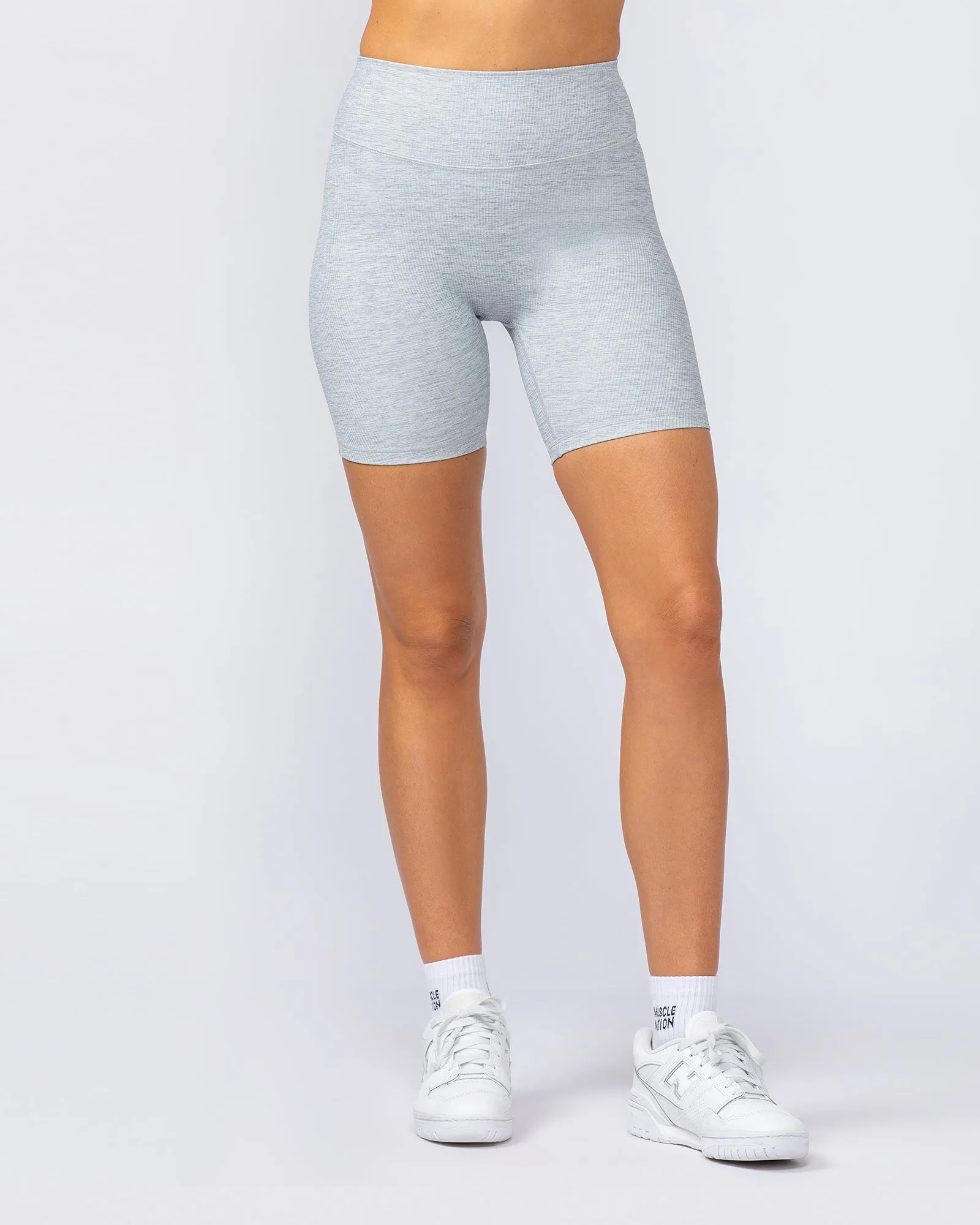 Zero Rise Rib Bike Shorts - Grey Marl