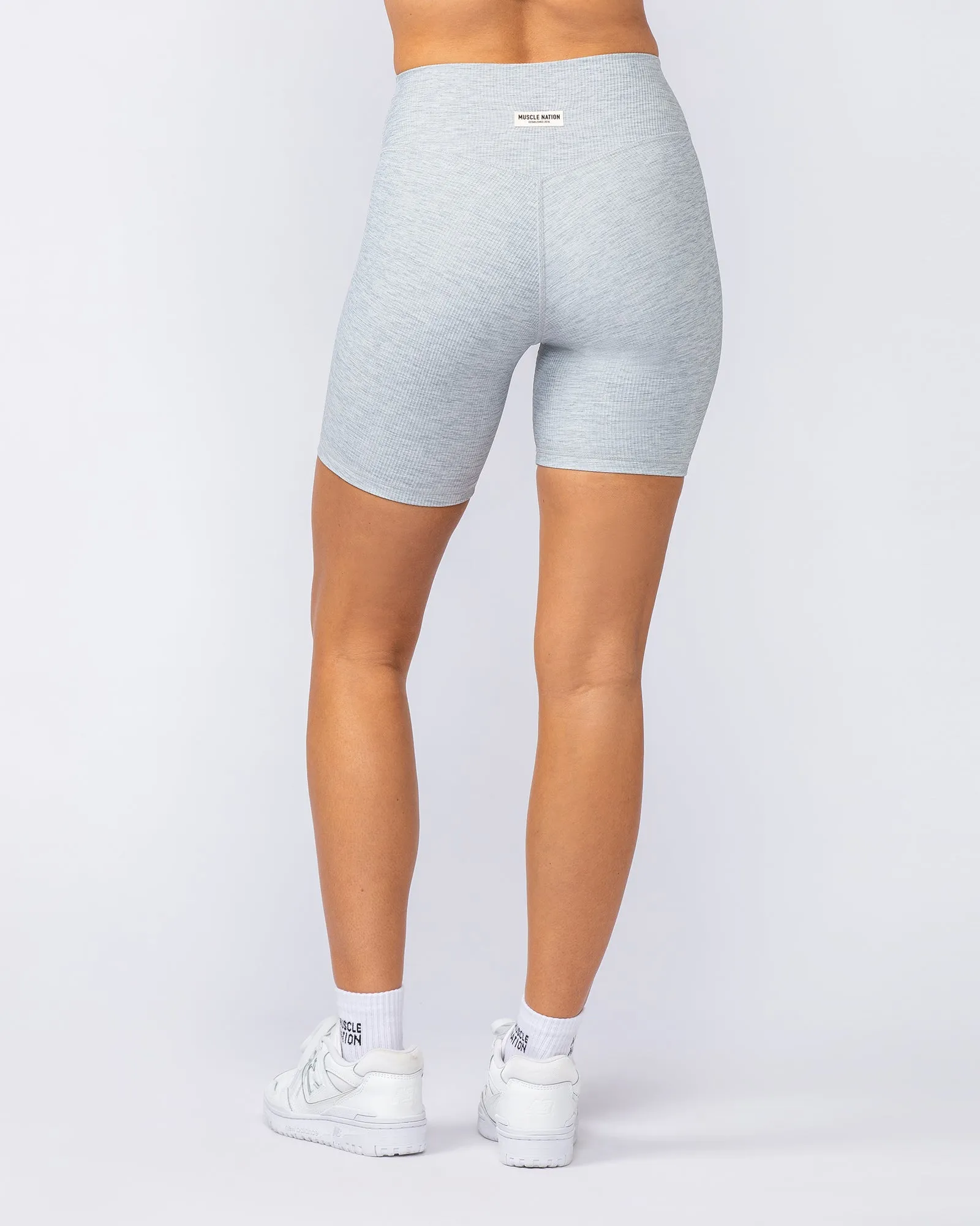 Zero Rise Rib Bike Shorts - Grey Marl
